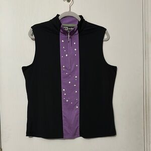 Jamie Sadock Black and Purple Embellished Tank Top